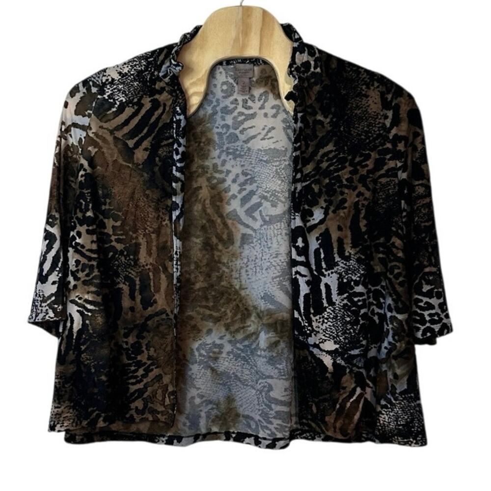 Chico’s Easywear Velvet Burnout Open Front Cardigan Size 2 12/L Animal Print